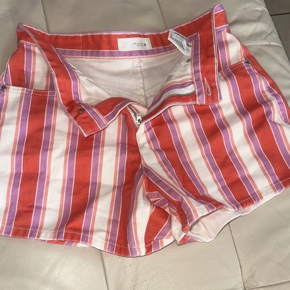 ZARA Striped Pink purple white  Women's jeans Shorts